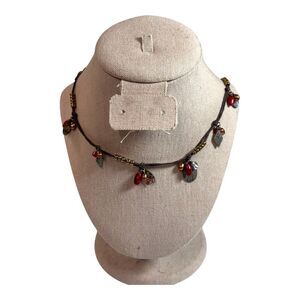 Silpada Mixed Material Necklace Sterling Abalone Imit Pearls Dk Red & Wood Beads